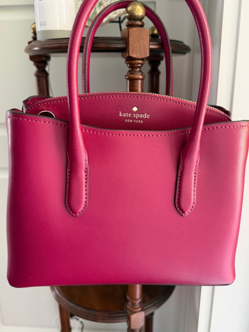 Like New Kate Spade New York Rory Saffiano Leather Medium Satchel in BlackBerry - Picture 8 of 16